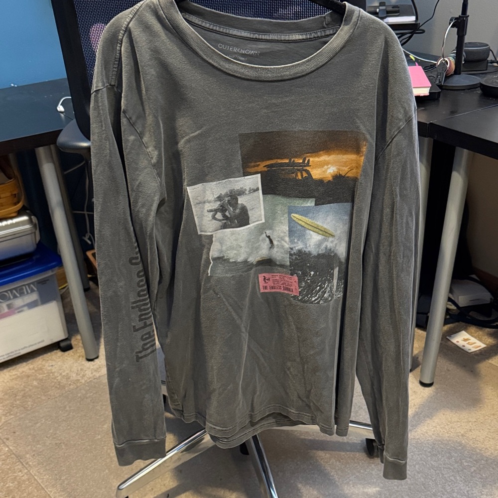 Outerknown Washed Charcoal Long Sleeve Graphic Tee